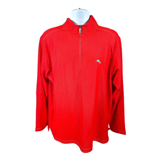 Tommy Bahama Men’s Red Islandzone 1/4 Zip Pullover Shirt - L