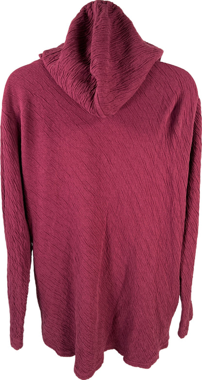 J. Jill Women’s Dark Red Textured Long Sleeve Hoodie Sweatshirt - L