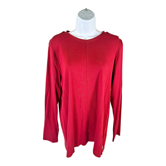 NEW J.Jill Women’s Red Crew-Neck High Low T-Shirt - L