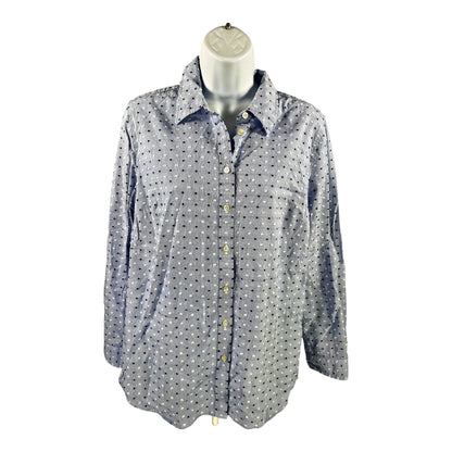 Talbots Women’s Blue Textured Button Up Shirt - M