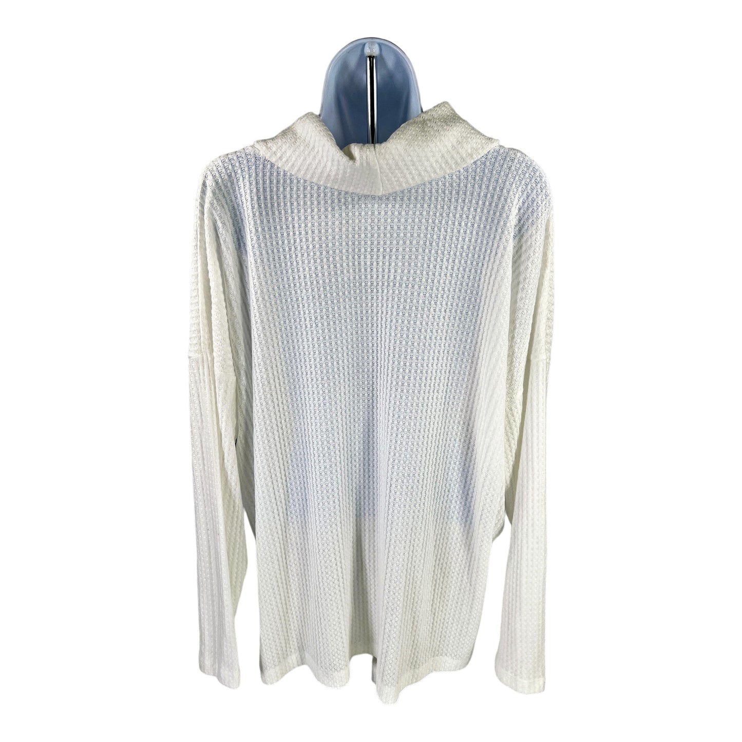 NEW Andrew Marc Sport Women’s White Waffle Knit Cowl Neck Sweater - Plus 1X