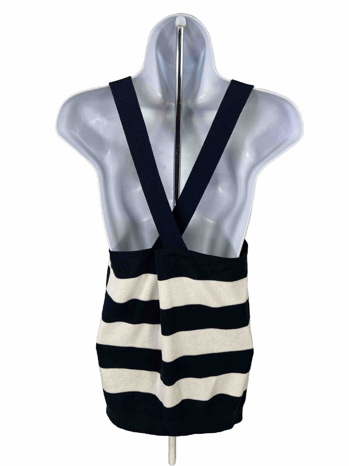 Banana Republic Women's Blue/White Striped Sweater Tank Top - M