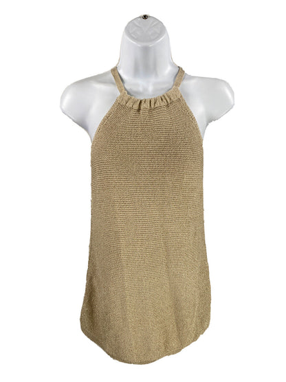 White House Black Market Women's Gold Sleeveless Sweater Sz XS