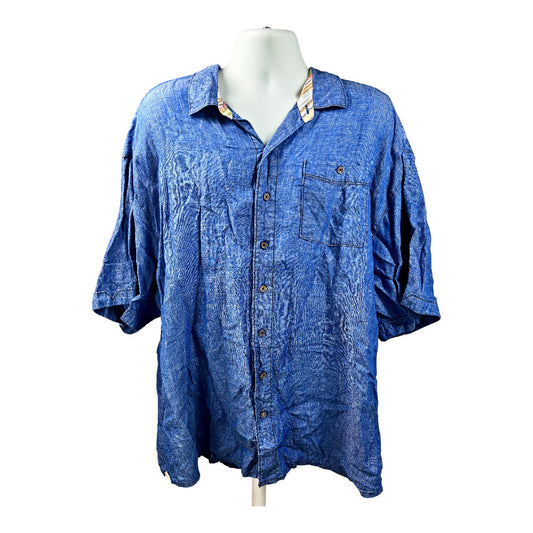 Tommy Bahama Men’s Blue 100% Linen Relax Button Up Shirt - 3XB
