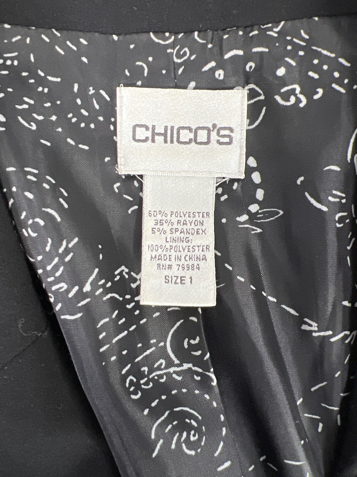 Chico’s Women’s Black Classic 2-Button Blazer Jacket - 1/US 8