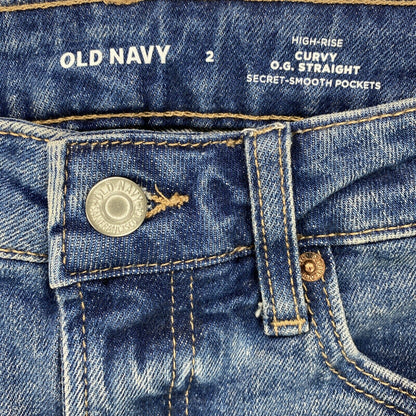 NEW Old Navy Women's Medium Wash High Rise Curvy OG Straight Jeans - 2