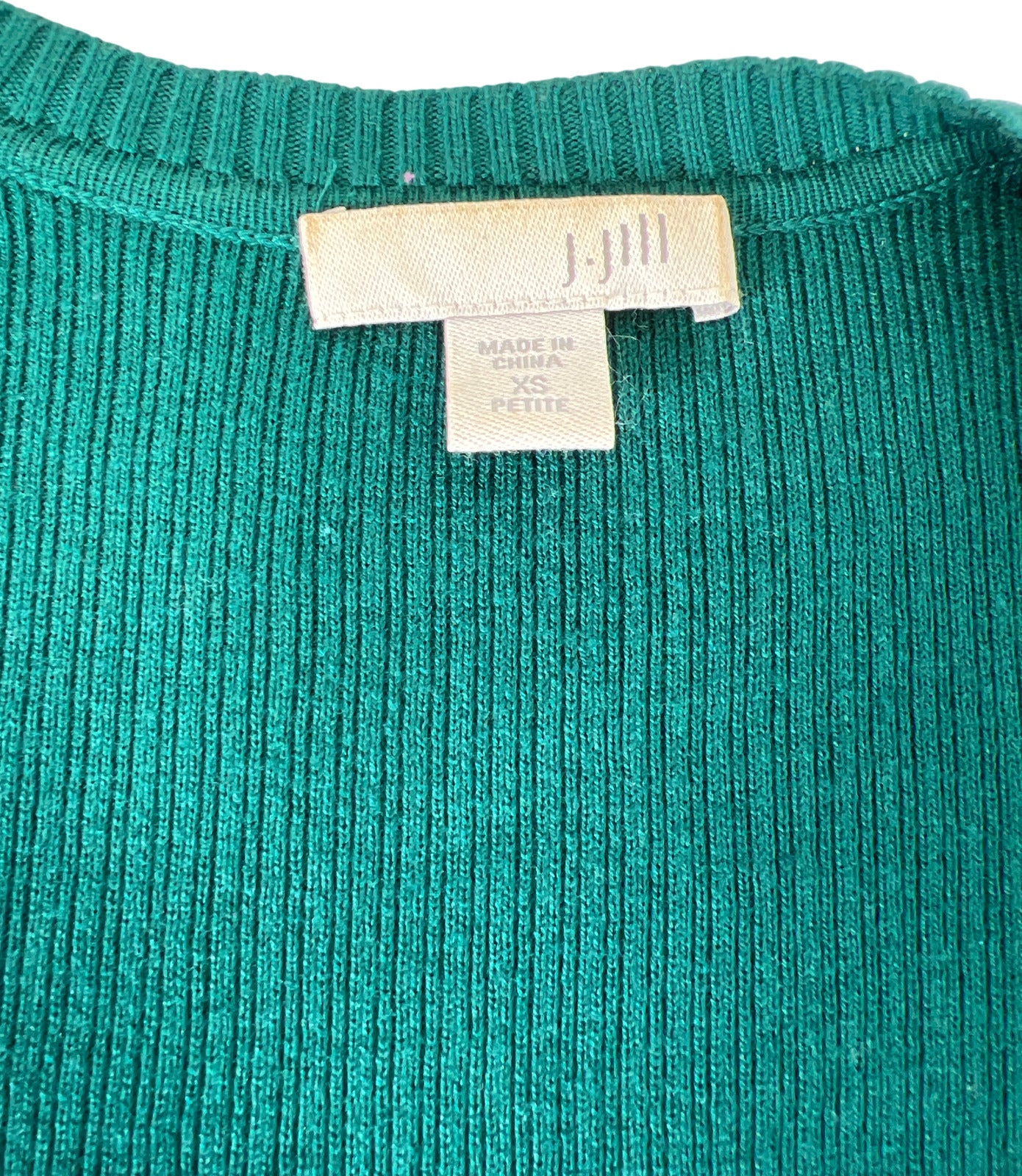 J. Jill Women’s Green Ribbed Long Button Up Cardigan Sweater - XS Petite