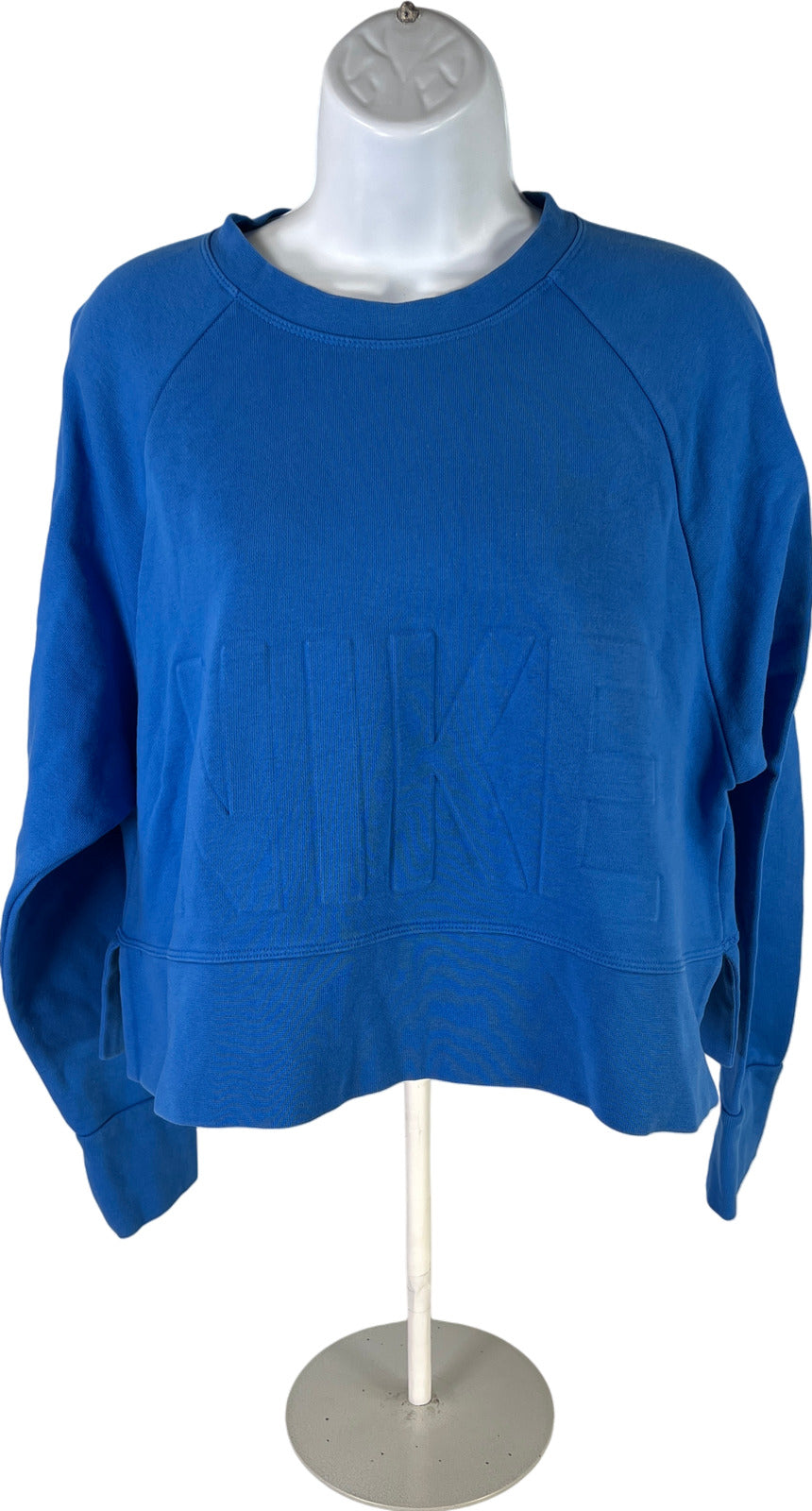 Nike Women’s Blue Versa Embossed Cropped Pullover Sweatshirt - S