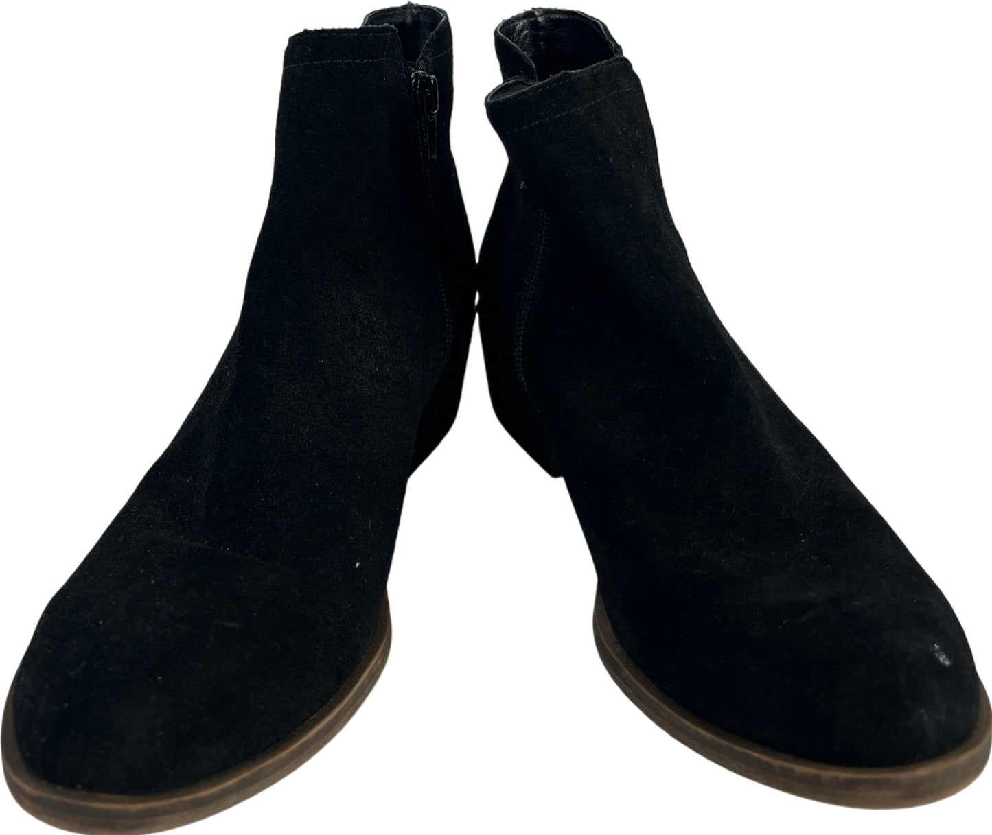 Kensie Women’s Black Suede Garry Block Side Zip Ankle Booties - 7.5