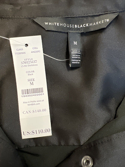 NEW White House Black Market Women's Black Long Sleeve MJ Shirt Dress - M