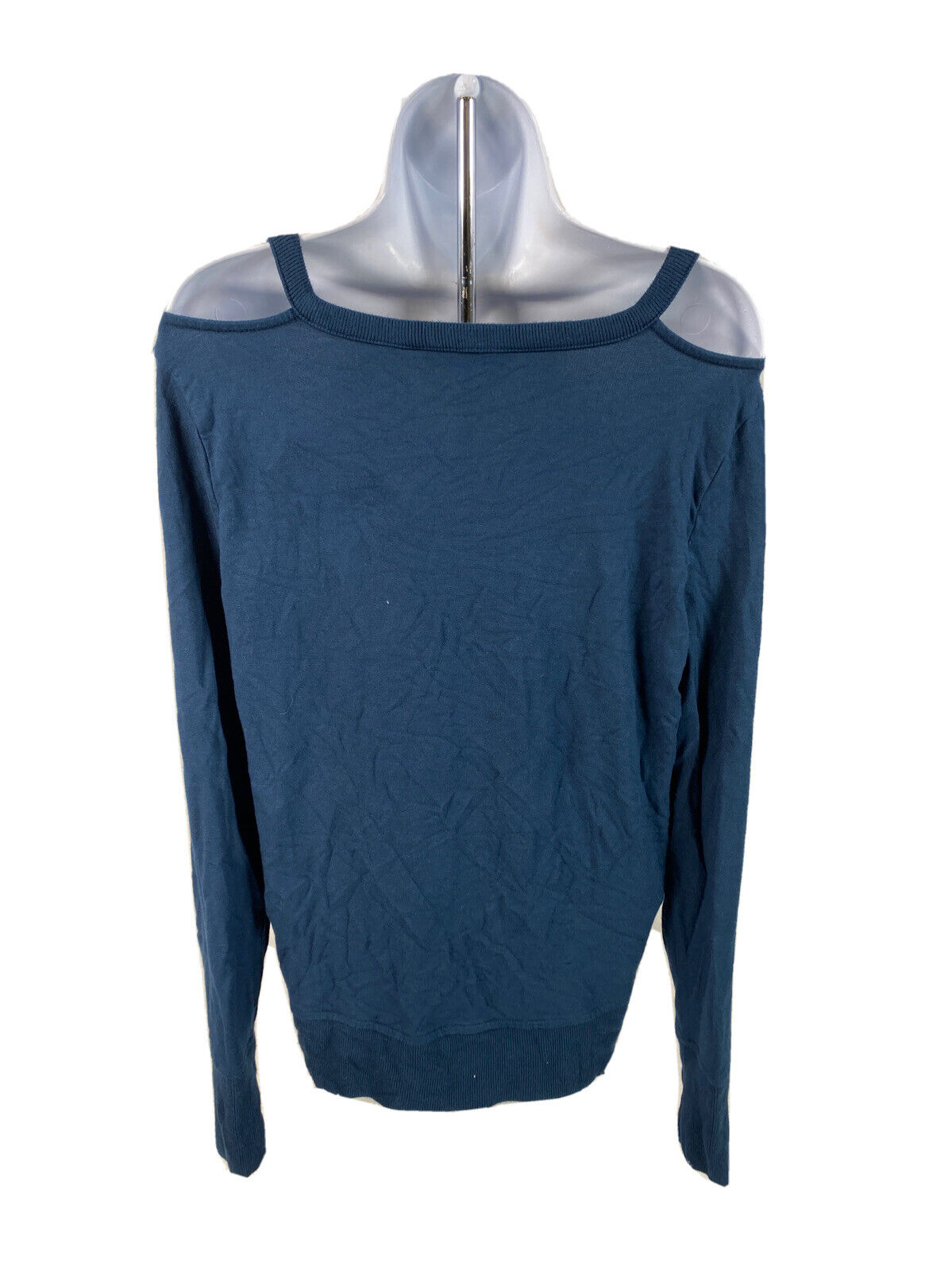 Athleta Women's Blue Long Sleeve Cold Shoulder Terry Knit Shirt - S