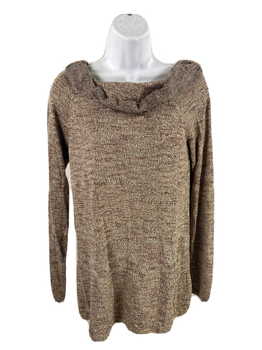 White House Black Market Women's Brown Metallic Cowl Neck Sweater Sz M