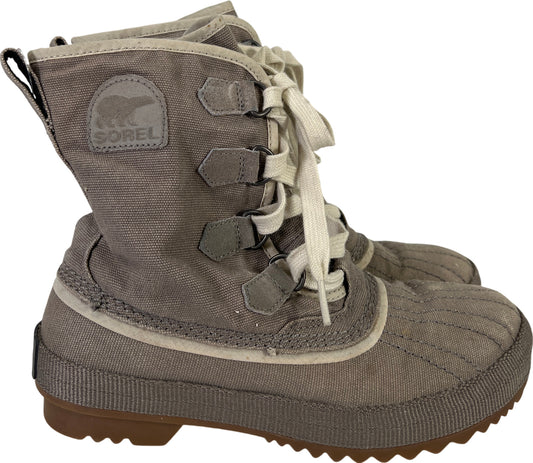 Sorel Women’s Gray Canvas Casual Hiking Winter Lace Up Boots - 7