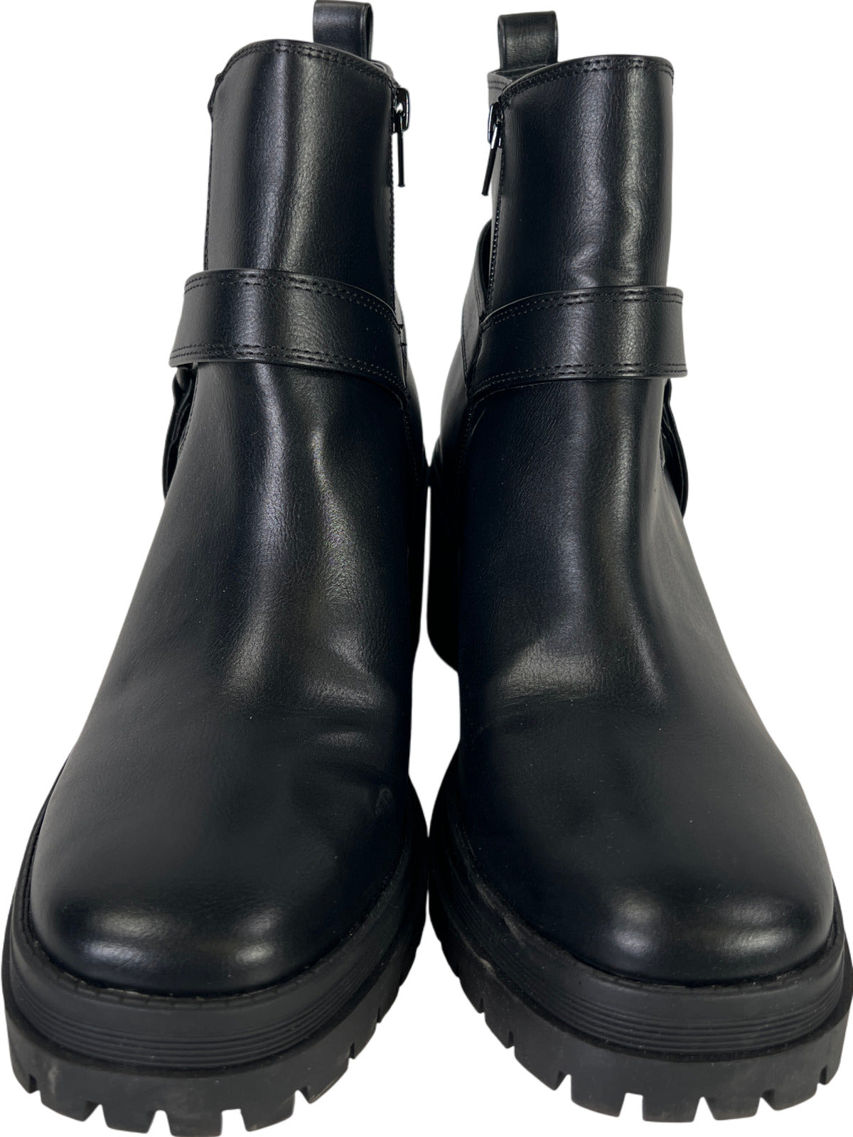 Sincerely Jules Women’s Black Dolphin Heeled Combat Boots - 9.5 M