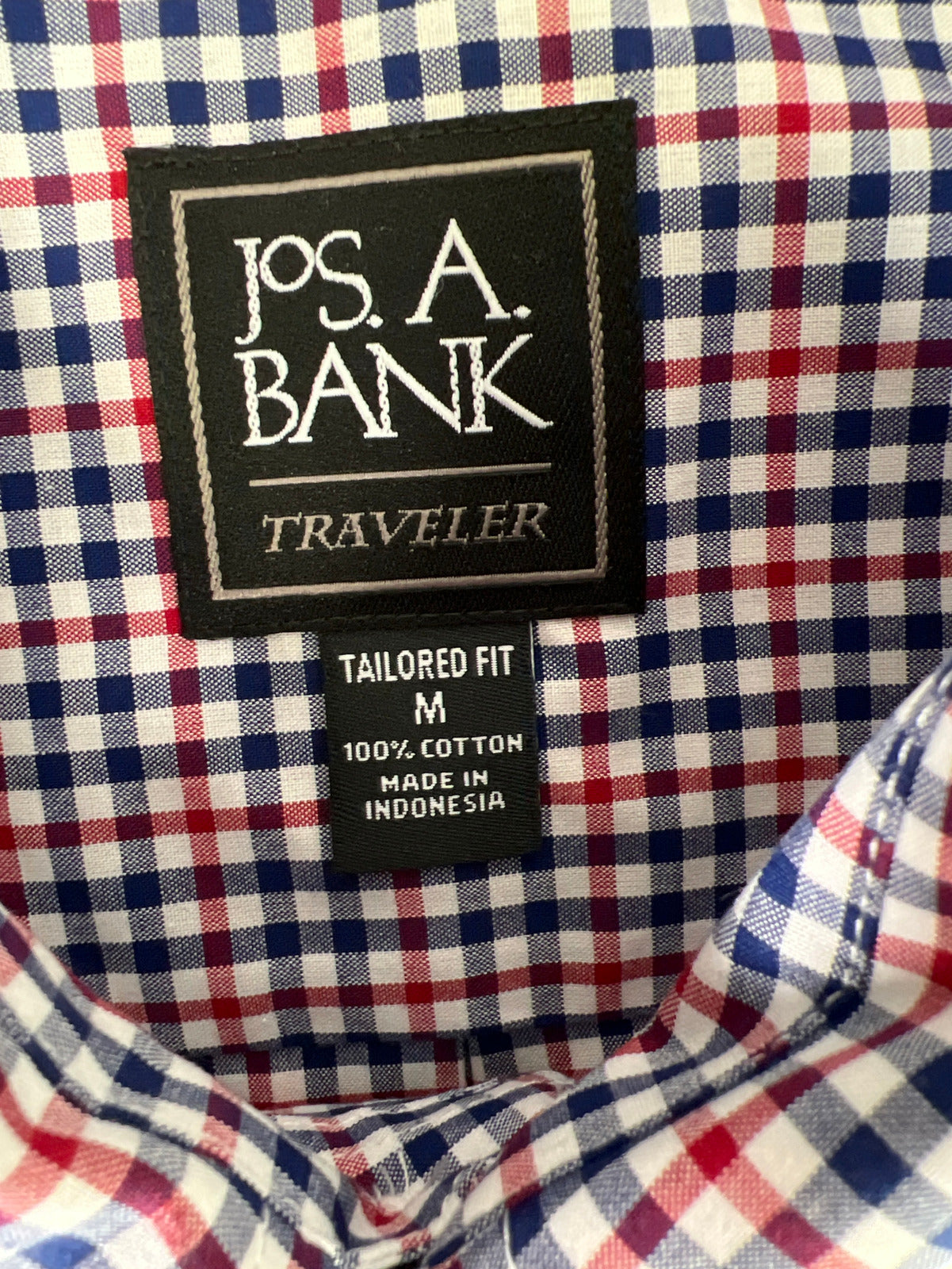 NEW Jos. A. Bank Men’s Blue/Red Plaid Traveler Button Down Shirt - M