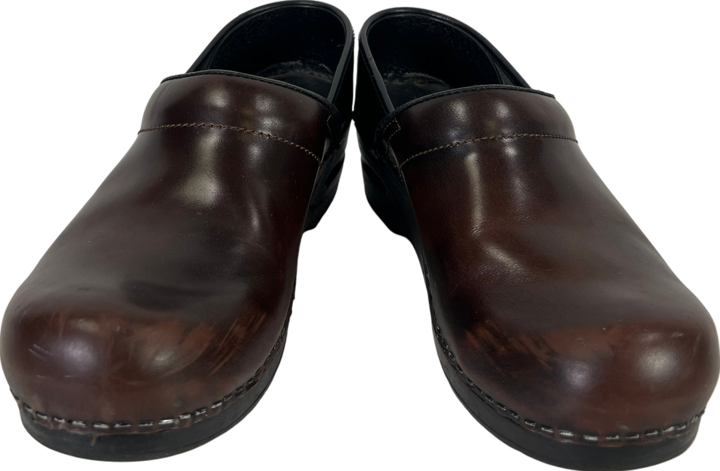 Sanita Women’s Brown Leather Slip On Clogs - 39/US 8.5