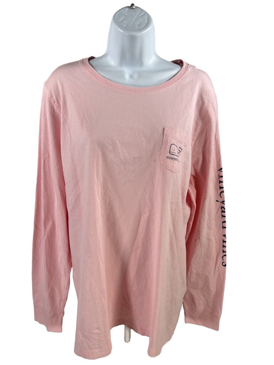 NEW Vineyard Vines Women's Pink Whale Graphic Long Sleeve T-Shirt - XL