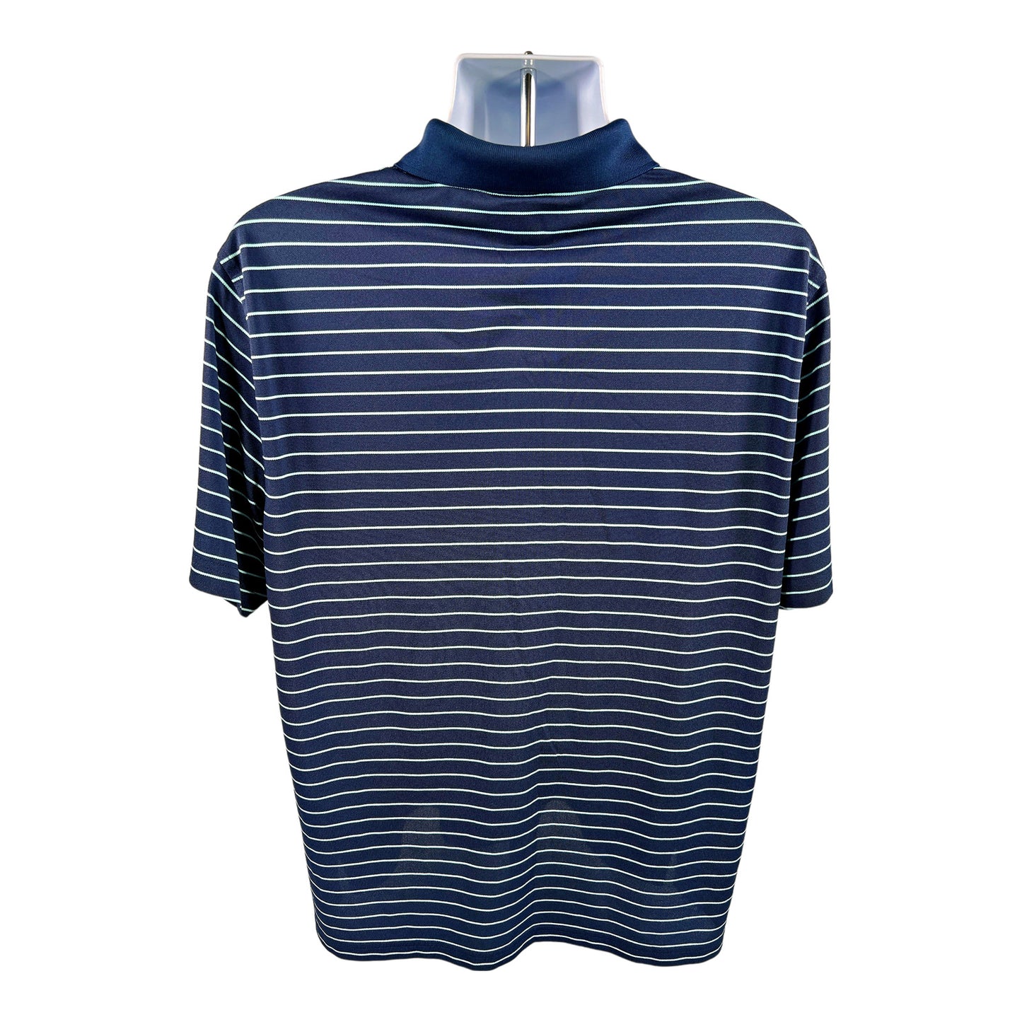 Greg Norman for Tasso Elba Men’s Blue Striped Short Sleeve Polo - L