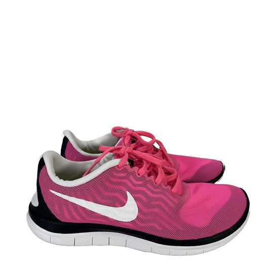 Nike Free Women's Pink 4.0 Flyknit Lace Up Athletic Running Shoes - 8