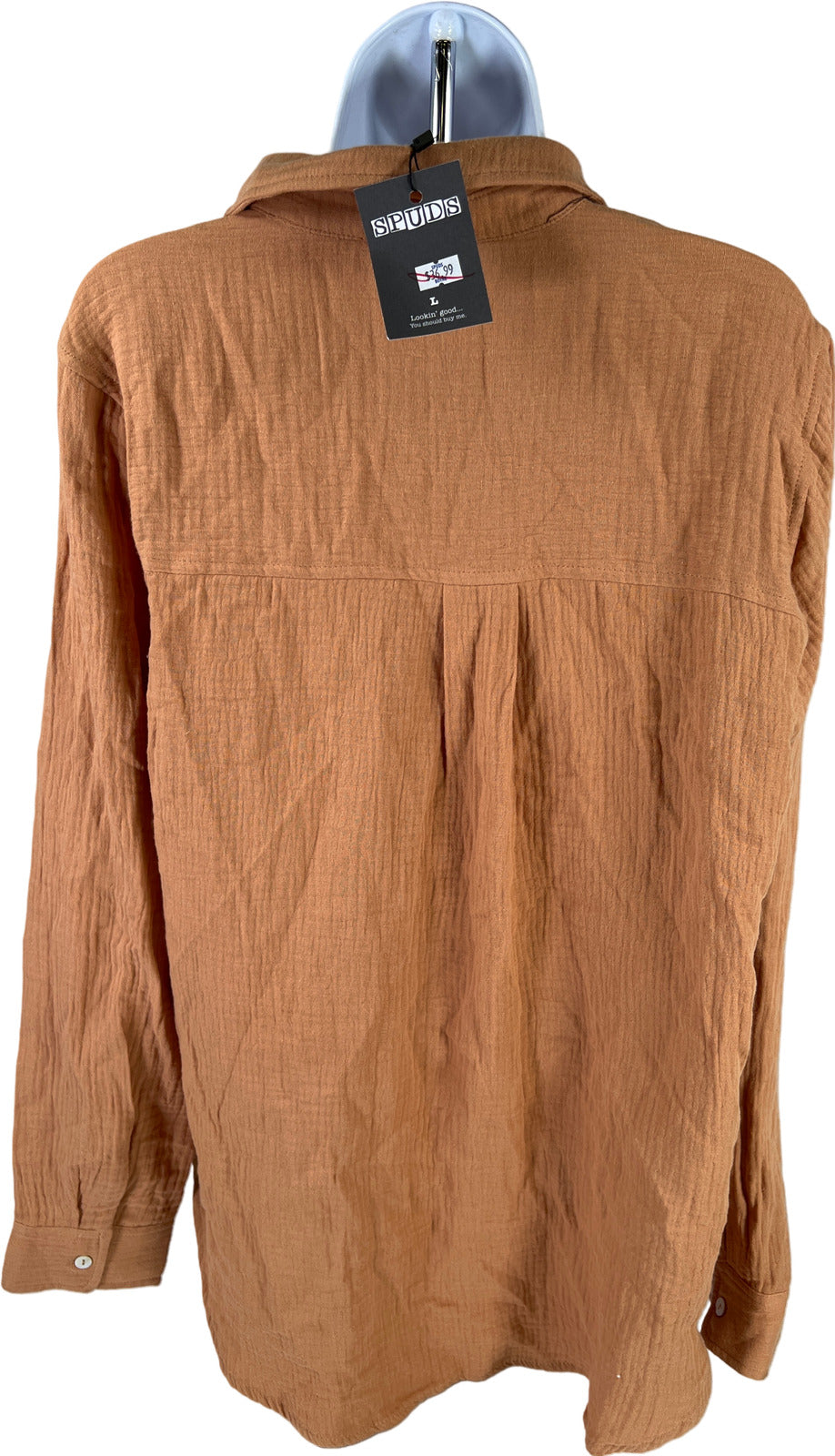 NEW Doe and Rae Women’s Brown Button Up Casual Top - L