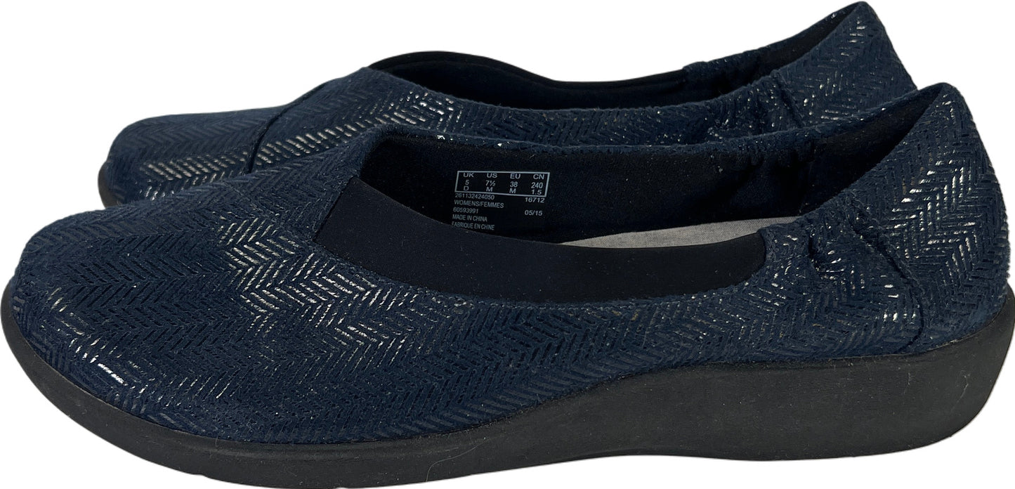 Clarks Women’s Blue Fabric Sillian Slip On Sneakers Shoes - 7.5 M