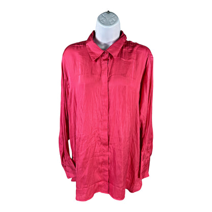 NEW Old Navy Women’s Pink Satin Long Sleeve Button Up Shirt - L