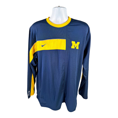 Nike Team Men’s Blue/Yellow U of M Michigan Long Sleeve Athletic Shirt - L