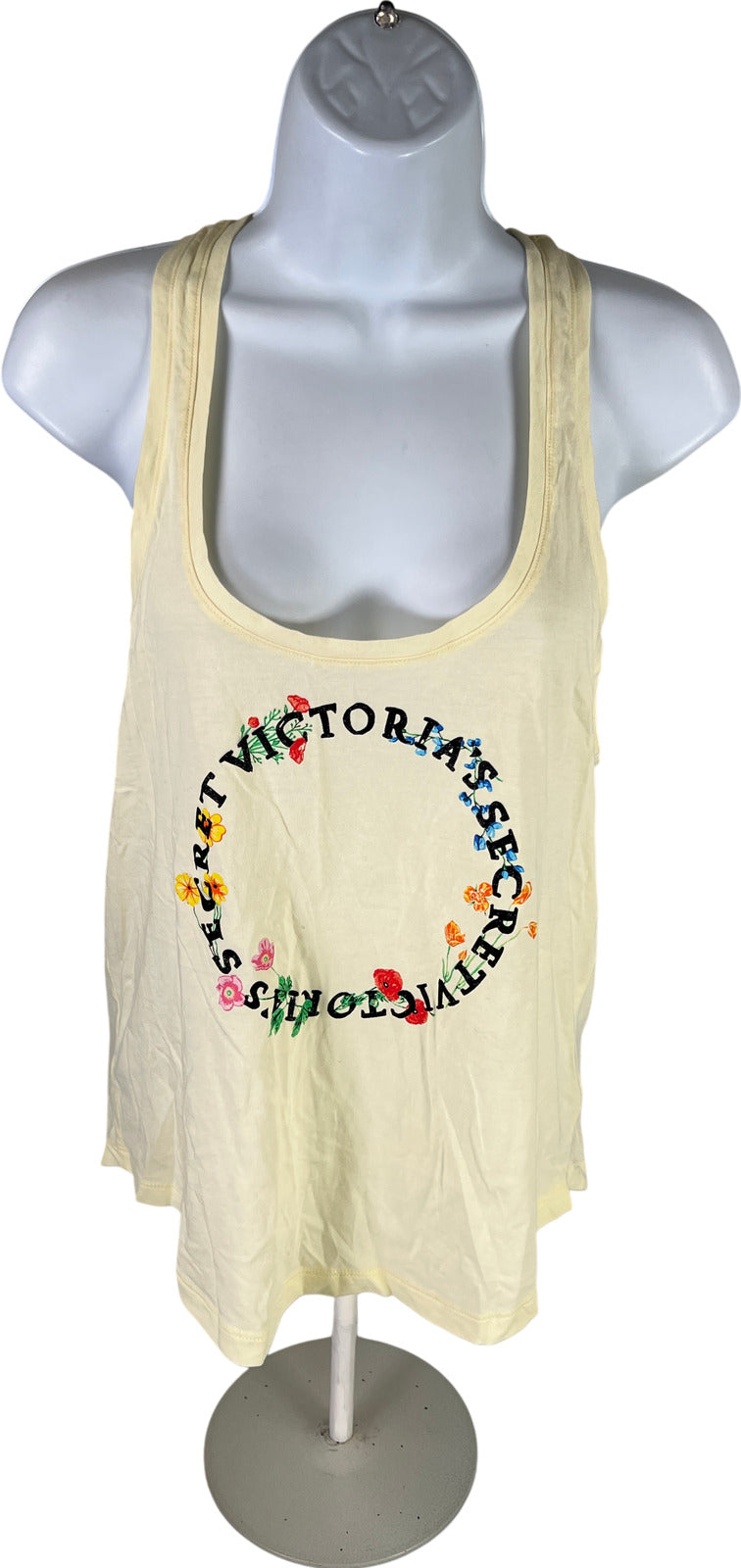 Victoria’s Secret Women’s Yellow Floral Logo Sleeveless Pajama Tank Top - S