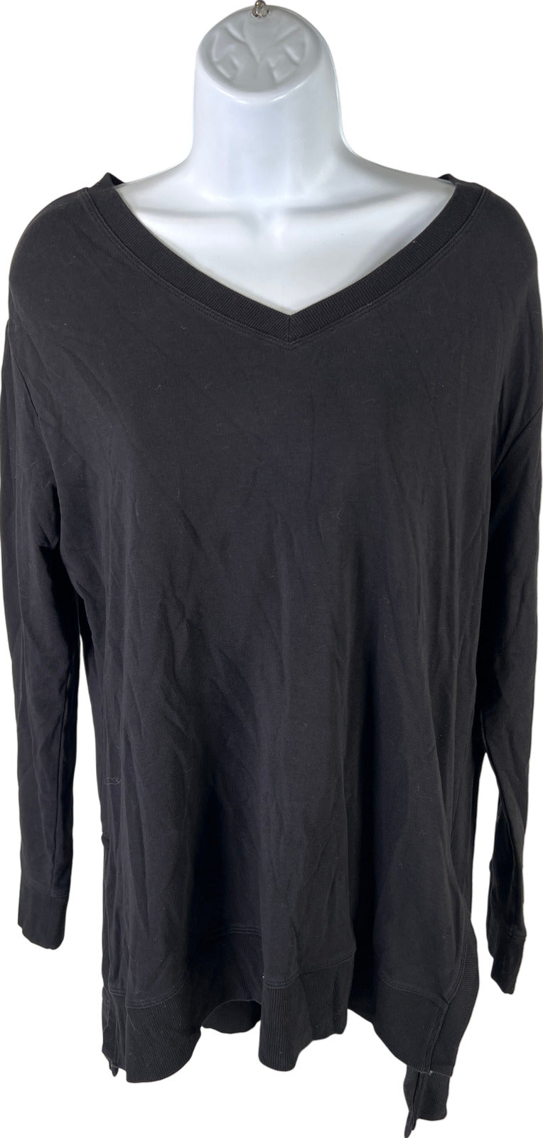 Chico’s Zenergy Women’s Black Long Sleeve V-Neck Shirt - 1/US 8/10