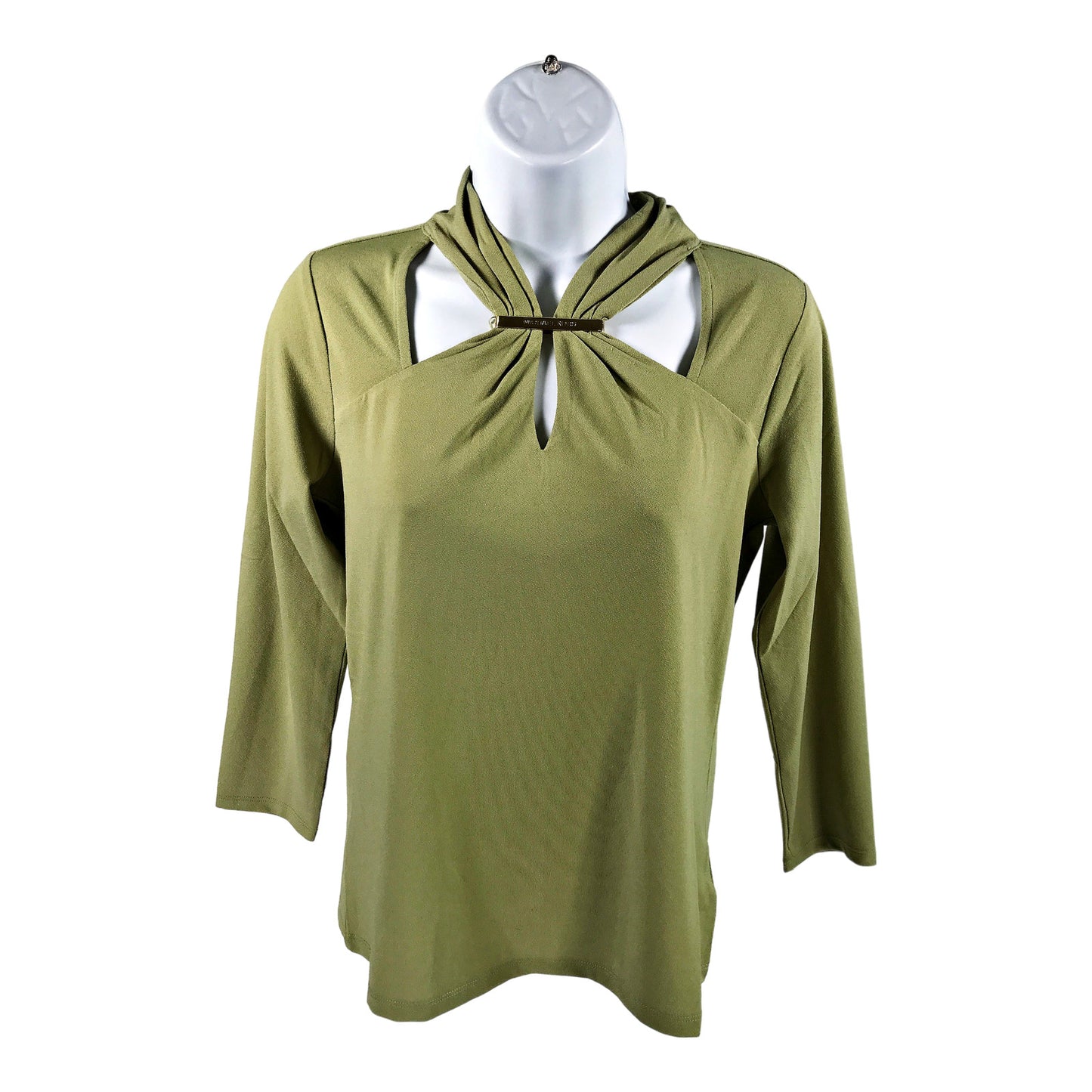 Michael Kors Women’s Green Keyhole Long Sleeve Top Blouse - XS