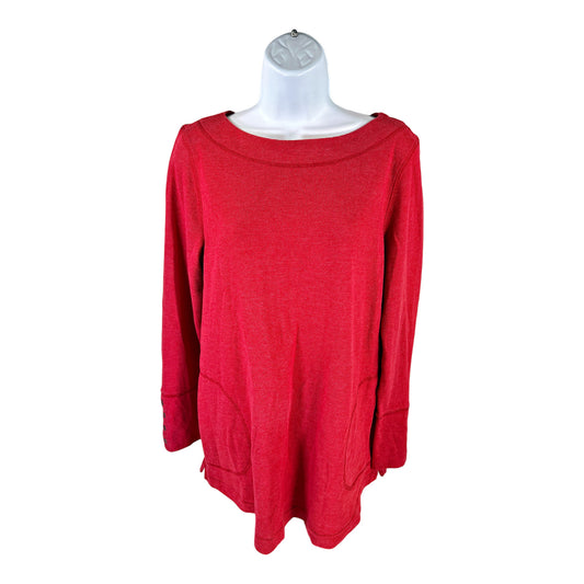 J.Jill Women’s Red Waffle Knit Long Sleeve Shirt - M