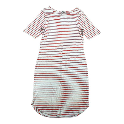 NEW Three Dots Women’s White/Coral Striped T-Shirt Dress - L