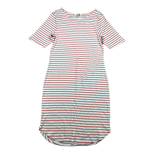 NEW Three Dots Women’s White/Coral Striped T-Shirt Dress - L