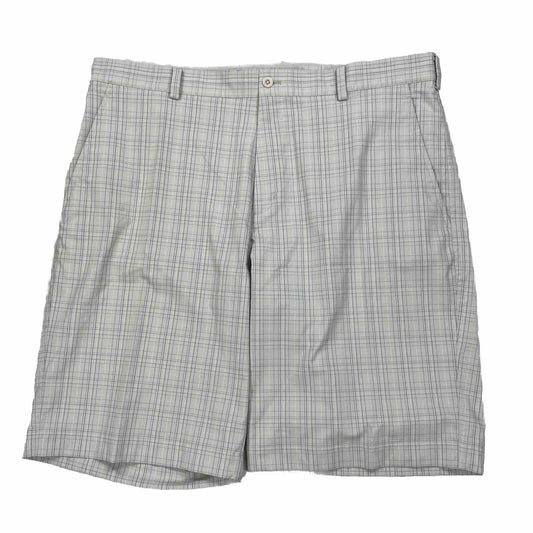 Nike Men's Beige Plaid Fit Dry Flat Front Golf Shorts - 38