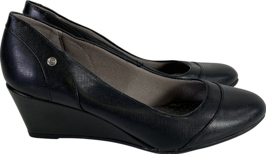 Lifestride Women’s Black Faux Leather Slip On Dreams Wedges - 10