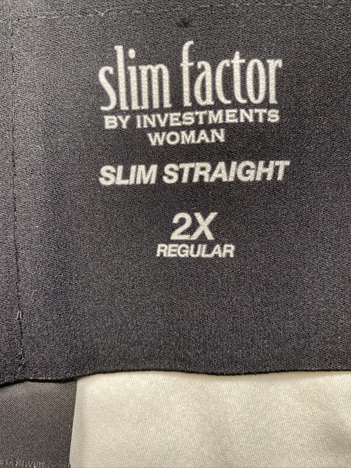 NEW Slim Factor by Investments Women's Black Slim Straight Pants - 2X