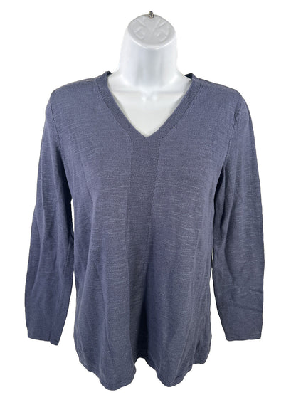 J.Jill Women's Blue Long Sleeve Thin Knit V-Neck Sweater - XS