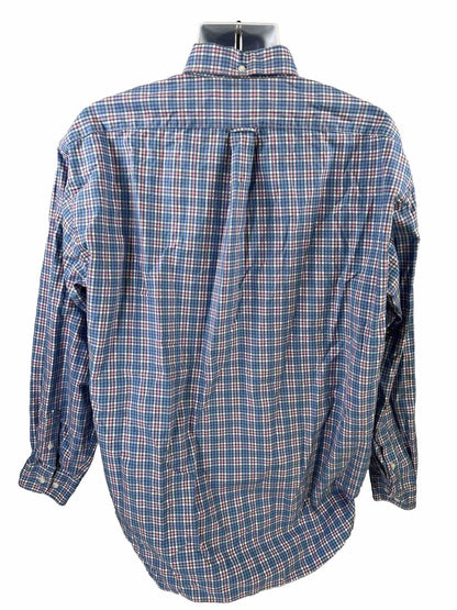 Faconnable Men's Blue Check Button Down Dress Shirt - XL