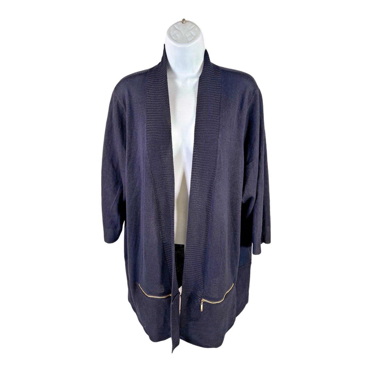 NEW M Magaschoni Women’s Navy Blue Long Sleeve Cardigan Sweater - Plus 2X