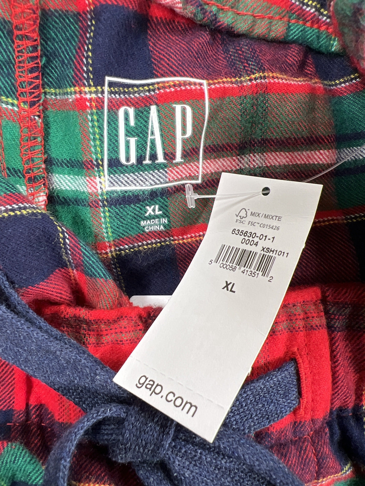 NEW Gap Men’s Red/Green Plaid Holiday Jogger Pajama Pants - XL