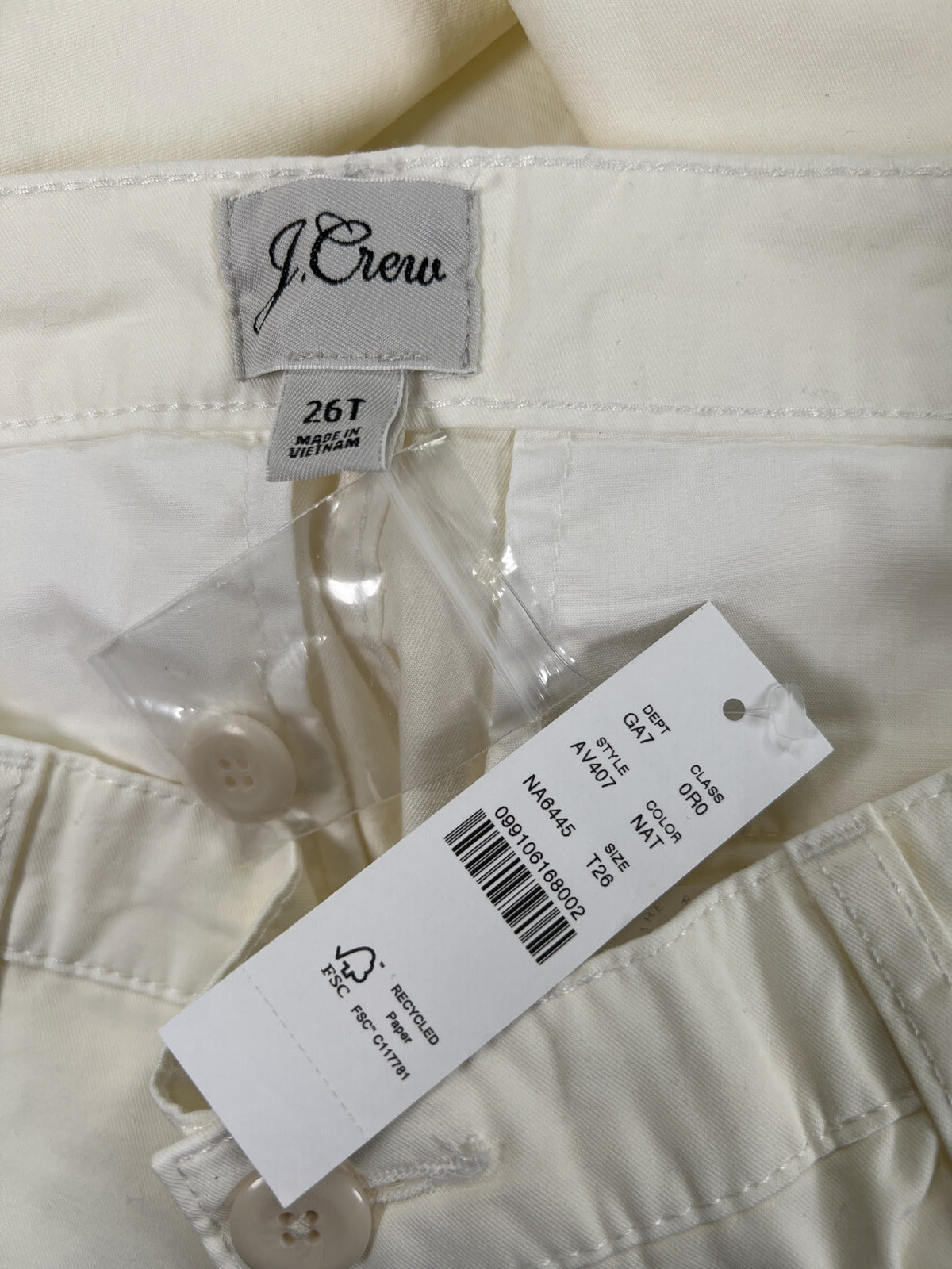 NEW J.Crew Women’s Ivory/White Slouchy Boyfriend Chino Pants - 26 Tall