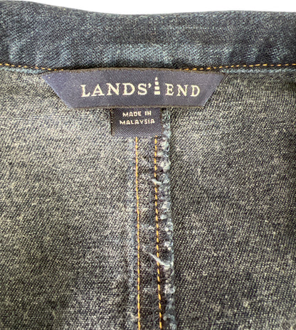 Lands End Women’s Dark Wash Button Up Denim Jean Jacket - M