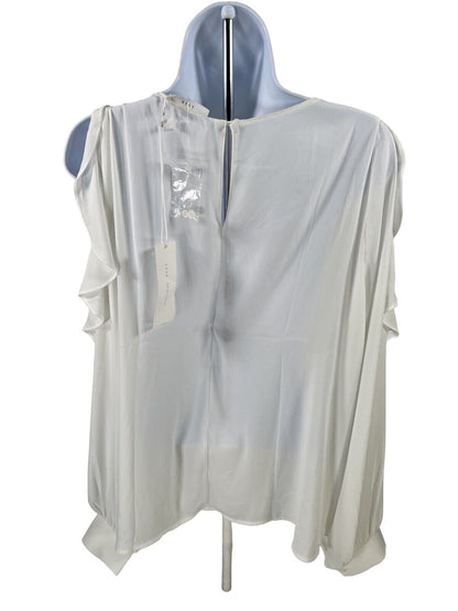 NEW Lush Women's White Cold Shoulder Ruffle Sheet Blouse Top - L