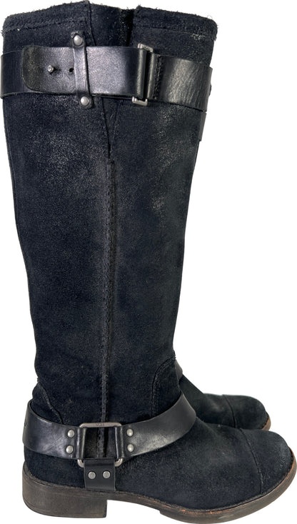 UGG Women’s Black Suede Dree Harness Pull On Tall Riding Boots - 7