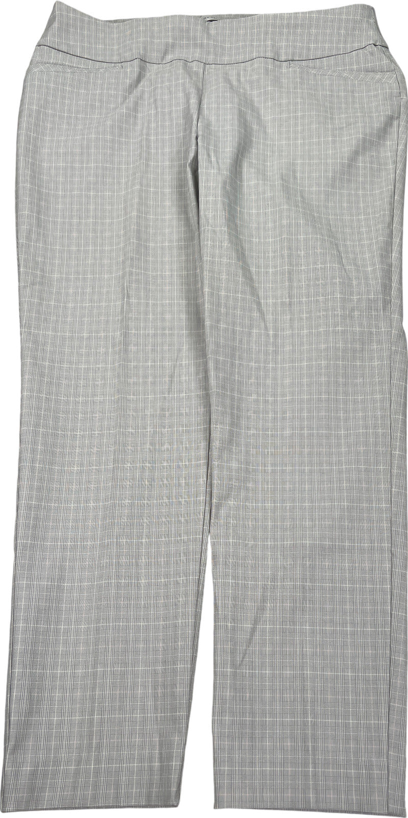 NEW Van Heusen Women’s Gray Plaid Slim Fit Tapered Leg Pull On Pants - 16 Short