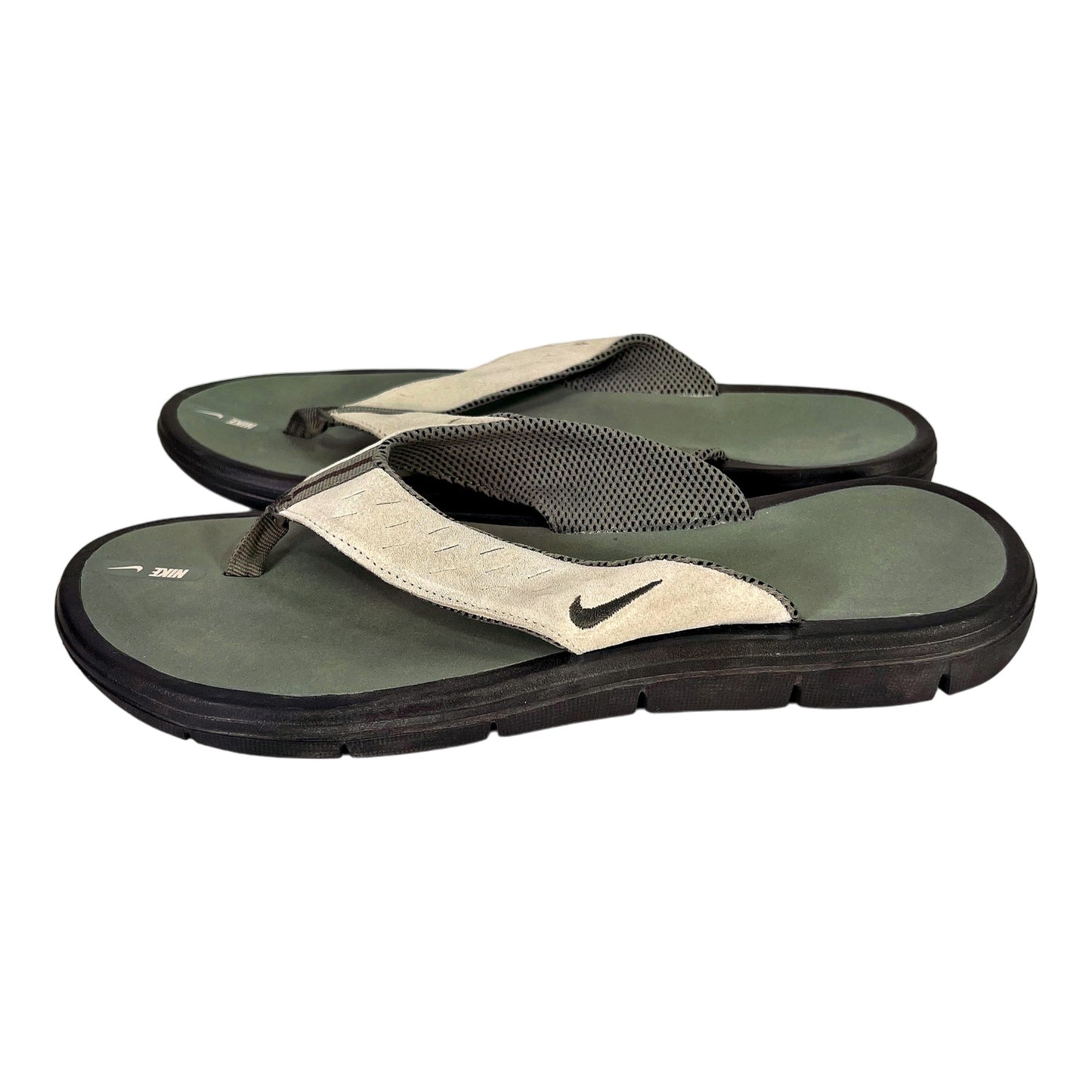 Nike Women’s Brown/Ivory Suede Flip Flops - 9