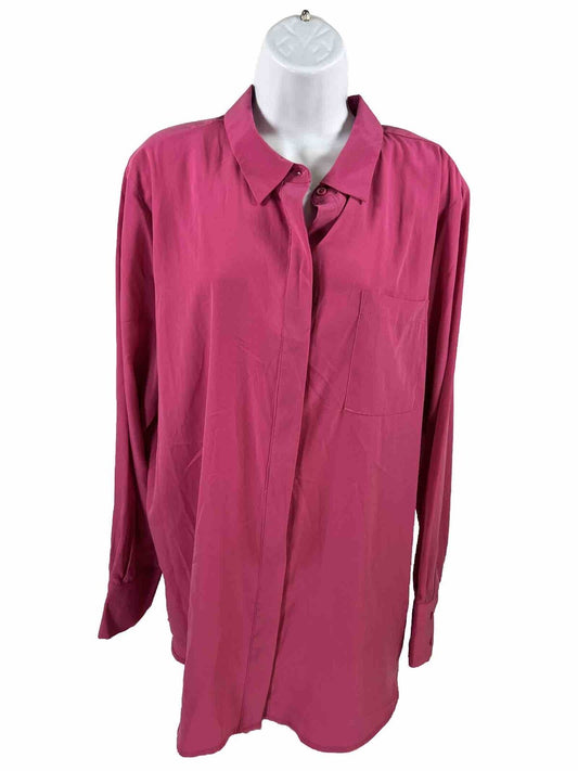 NEW Nine West Women's Magenta Purple Button Up Blouse Top - XXL