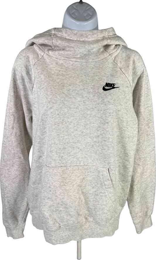 Nike Women’s White/Gray Club Fleece Funnel Neck Pullover Sweatshirt - M