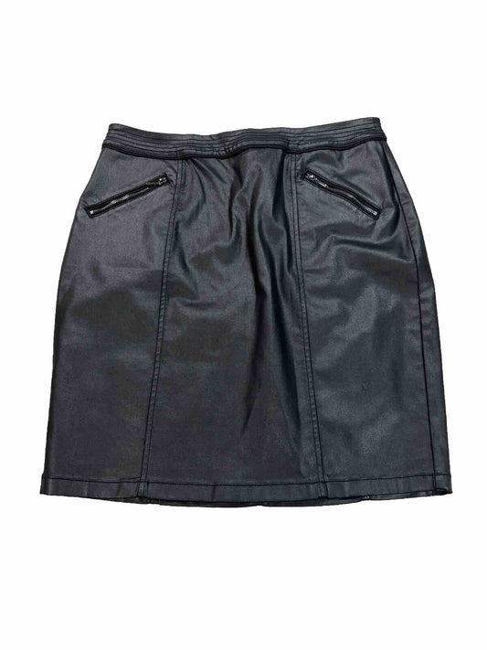 White House Black Market Women's Black Coated Straight Skirt - Petite 12P