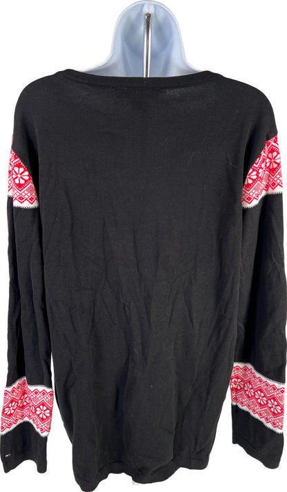 NEW Tommy Hilfiger Women’s Black/Red Long Sleeve Winter Ivy Sweater - XL